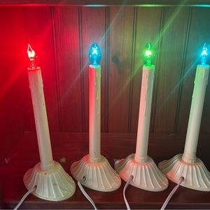 Set of 4 Vintage Candles Christmas Bulb Decor Electric Window Decorations